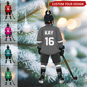 Kid Hockey Player Personalized Christmas Ornament, Gift For Little Hockey Player