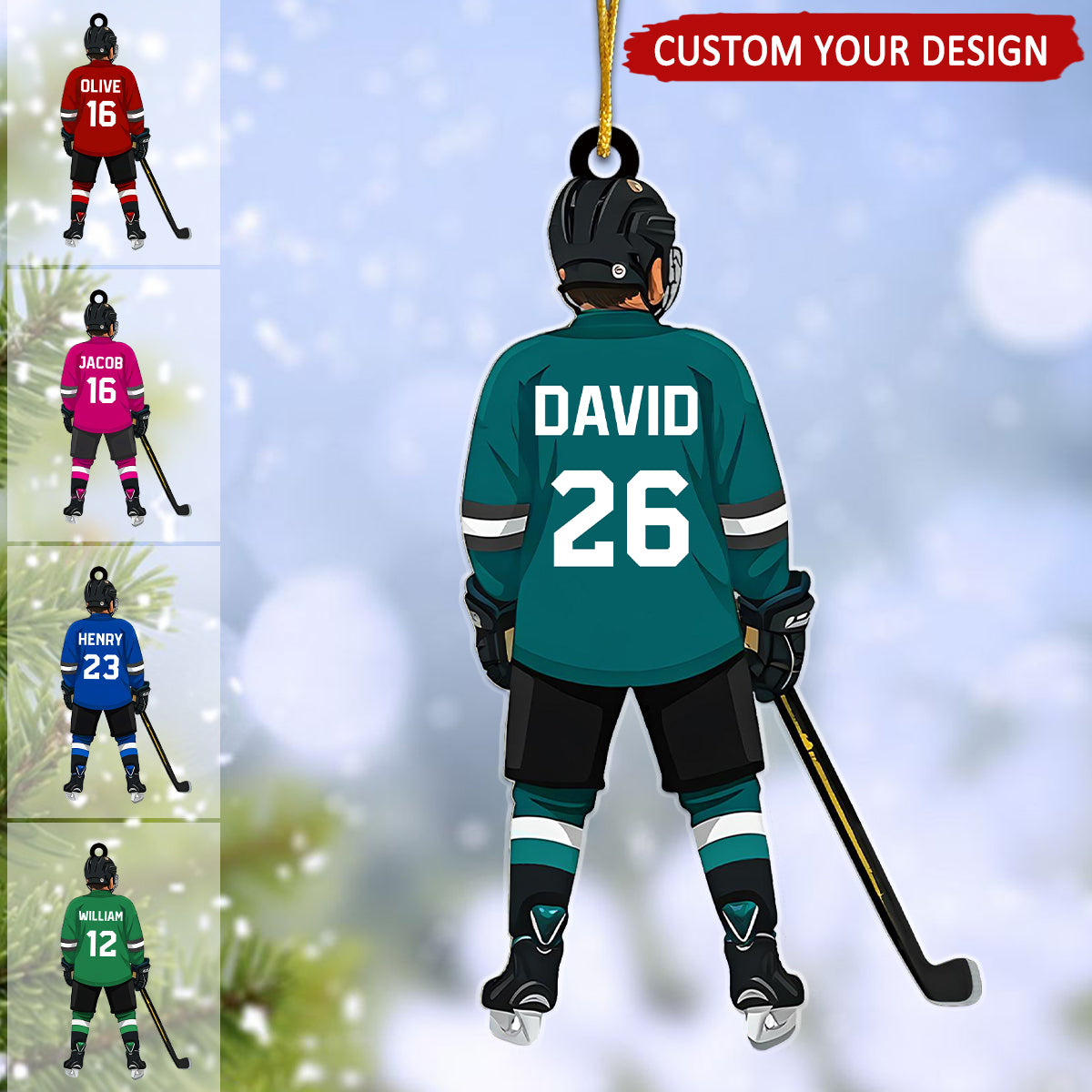 Kid Hockey Player Personalized Christmas Ornament, Gift For Little Hockey Player