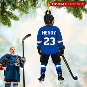 Kid Hockey Player Personalized Christmas Ornament, Gift For Little Hockey Player