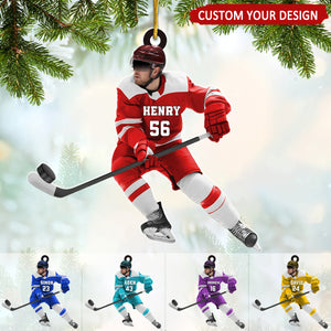 Ice Hockey Man Personalized Christmas Ornament, Gift For Ice Hockey Player