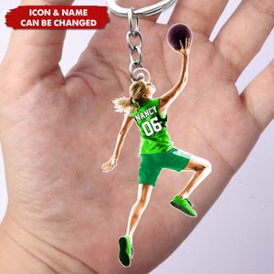 Personalized Basketball Girl Shaped Keychain - Gift For Basketball Lovers, Sport Lovers