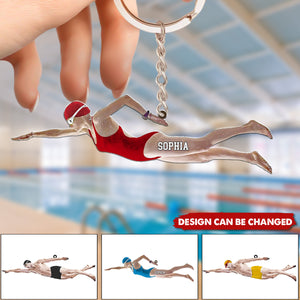 Personalized Male/Female Swimmer Keychain For Swimming Lovers