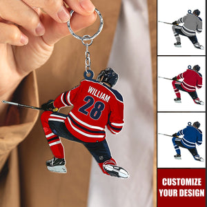 Personalized Hockey Player Keychain 2024, Hockey Players Keepsake