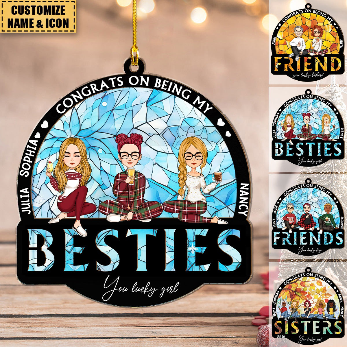 Congrats On Being My Bestie - Personalized Acrylic Ornament - Gift For Best Friends, BFF, Sisters