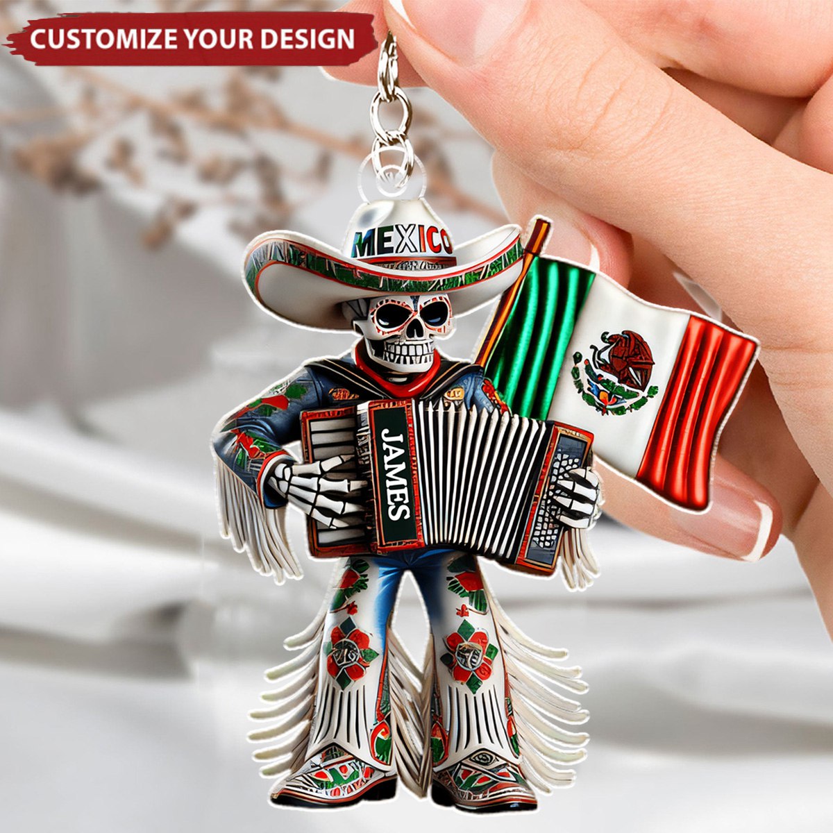 Personalized Mexico Acrylic Keychain, Gift for Mexican