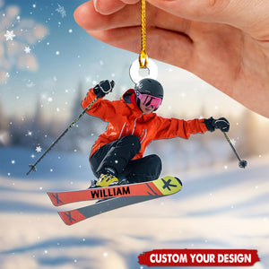 Personalized Skiing Christmas Ornaments, Gifts for Skiers and Snowboarders