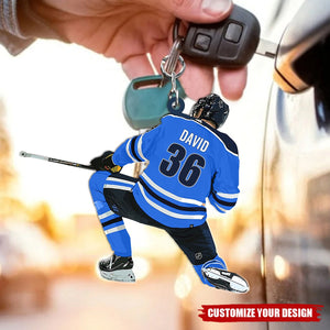 Personalized Hockey Player Keychain 2024, Hockey Players Keepsake