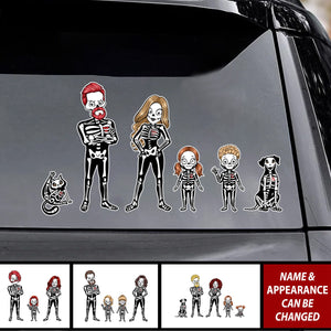 Stick Figure Family Personalized Decal, Halloween Decor