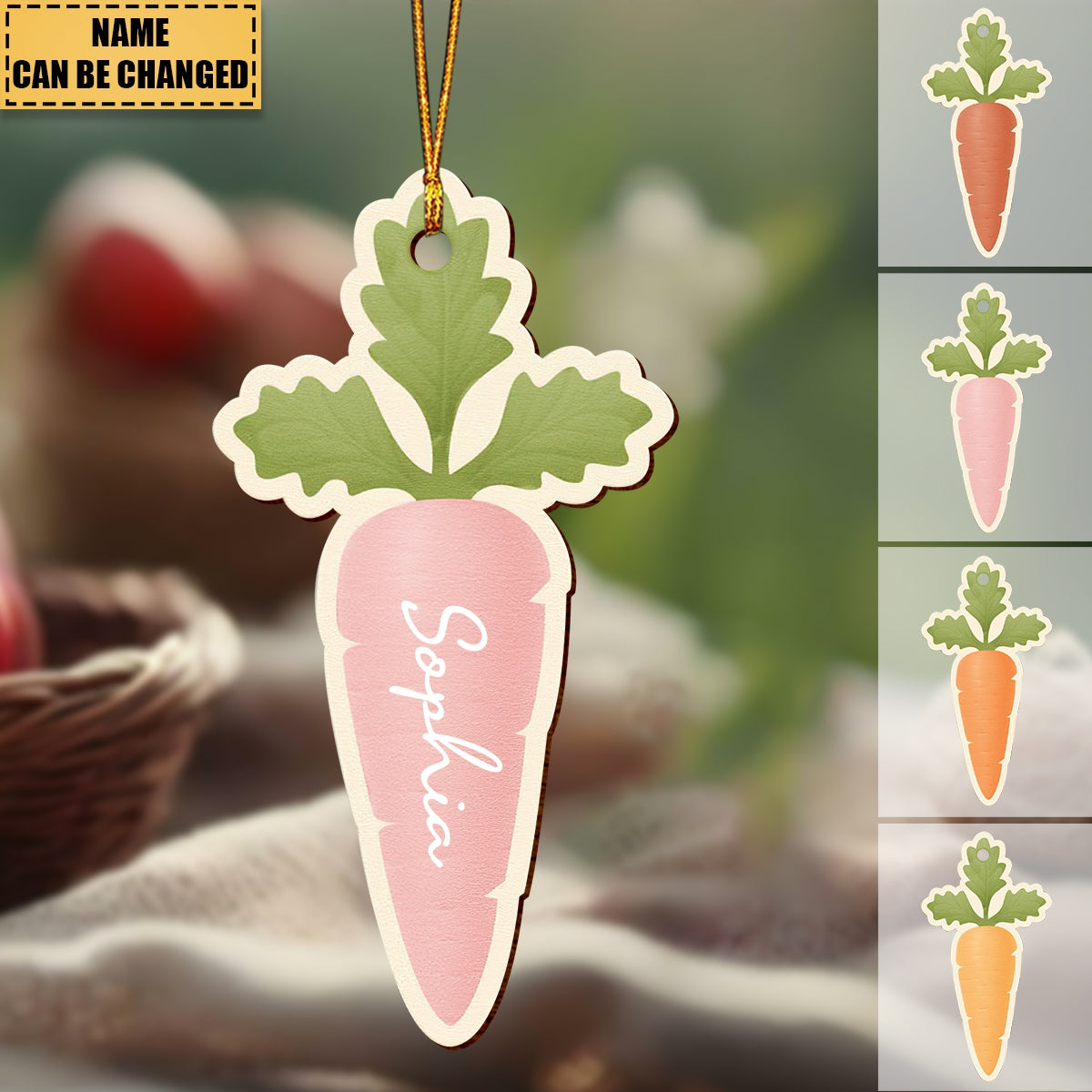 Carrot Bunny Rabbit Easter - Personalized Easter Basket Ornament - Tag Gift For Kid