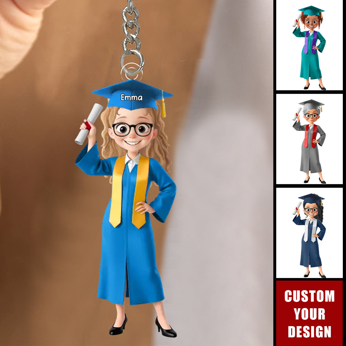 A Journey Completed, A New One Begins - Family Personalized Acrylic Keychain - Graduation Gift