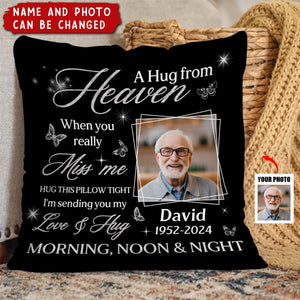 Personalized Memorial Hugs From Heaven Loss of Loved One Remembrance Gift Pillow