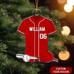 Baseball Shirt Personalized Acrylic Christmas Ornament, Gift For Son, Husband