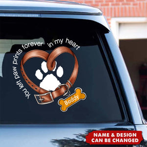 You Left Paw Prints In My Heart Dog Memorial Personalized Decal