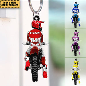 Motocross Racing Christmas Personalized Keychain - Gift For Motocross Racer, Motocross Lovers