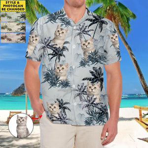 Custom Photo Happiness Comes In Waves - Personalized Unisex Tropical Hawaiian Aloha Shirt