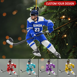 Ice Hockey Man Personalized Christmas Ornament, Gift For Ice Hockey Player