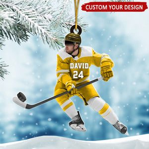 Ice Hockey Man Personalized Christmas Ornament, Gift For Ice Hockey Player