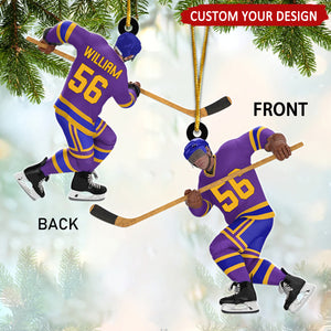 Ice Hockey Man Player Personalized Acrylic Christmas Ornament