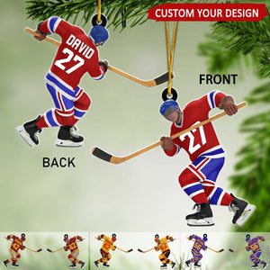 Ice Hockey Man Player Personalized Acrylic Christmas Ornament