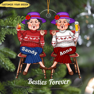 Cool Old Friends Sitting Christmas Gift For Best Friends Besties Personalized Acrylic Ornament