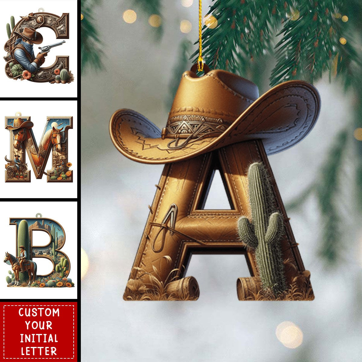 Western Letters - Personalized Christmas Ornament