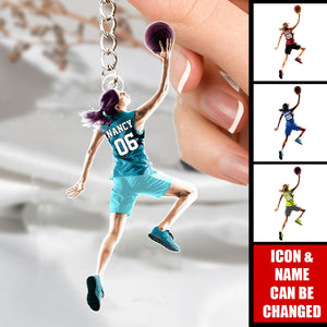 Personalized Basketball Girl Shaped Keychain - Gift For Basketball Lovers, Sport Lovers