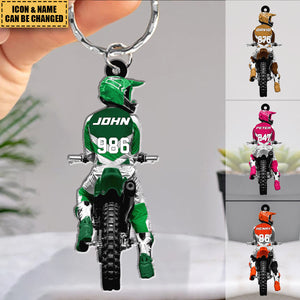 Motocross Racing Christmas Personalized Keychain - Gift For Motocross Racer, Motocross Lovers