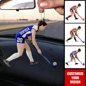 Custom Field Hockey Car Ornament, Gift For Hockey Lovers