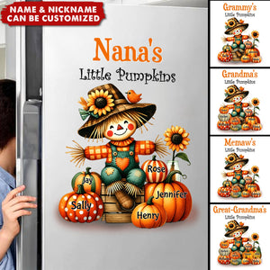 Autumn Vibe Scarecrow Grandma and Pumpkin Grandkids Personalized Decal