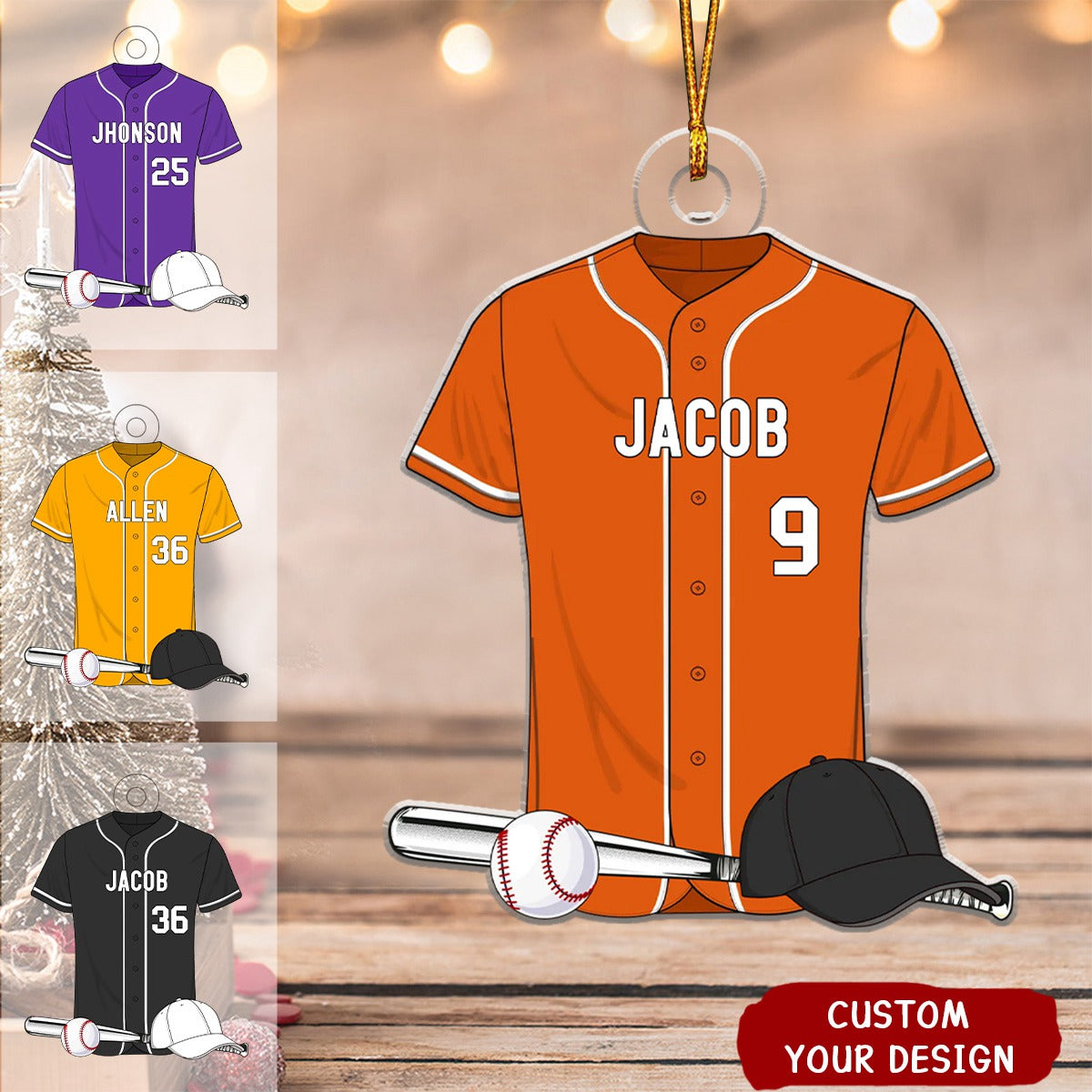 Baseball Shirt Personalized Acrylic Christmas Ornament, Gift For Son, Husband