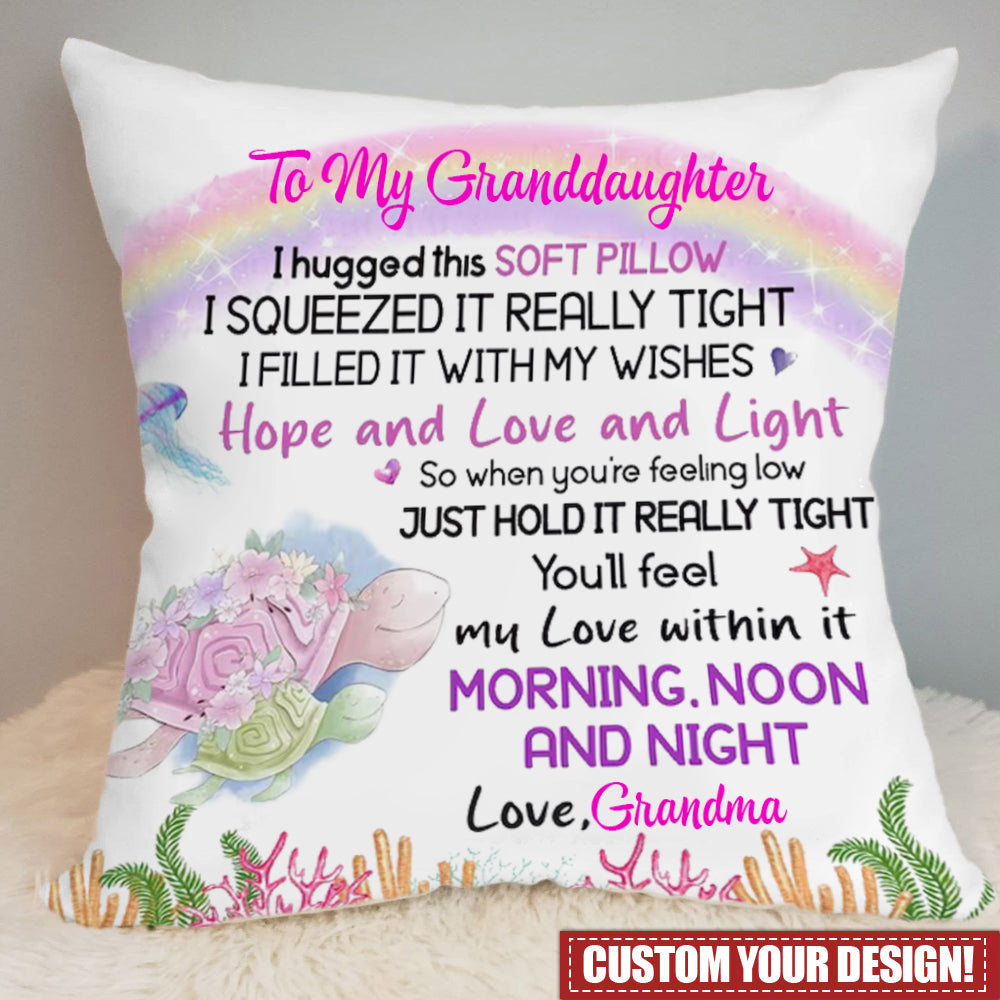 Personalized Gift For Granddaughter Daughter Sea Turtle Hug This Grandma Mom Pillow