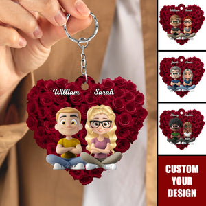 Love Rose Couple - Personalized Acrylic Keychain