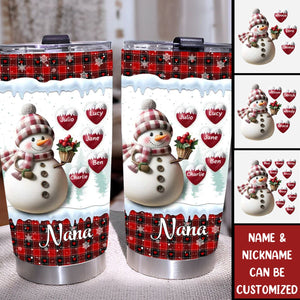 Happy Christmas Snowman Grandma - Personalized Tumbler