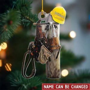 Worker Lineman Tree Hanger Lineman Personalized Christmas Ornament - Gift For Dad, Lineman