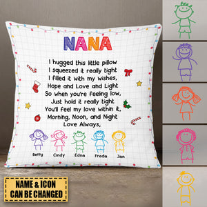 Personalized Abuela Grandkids Drawing Pillow