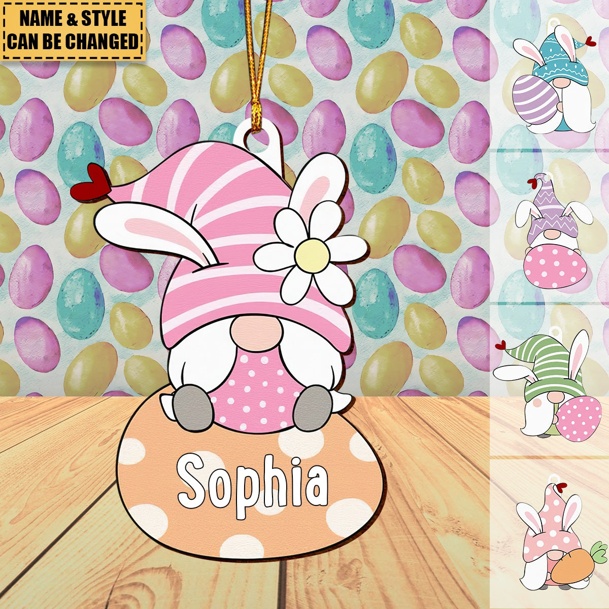 Dwarf Bunny Rabbit Custom Name - Personalized Easter Basket Tags Ornament - Easter Gift For Kid