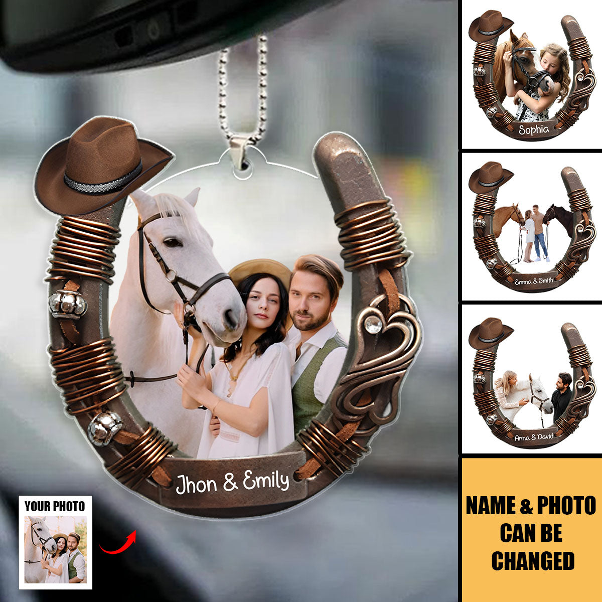 Personalized Custom Photo Gifts For Couple Love Horse Riding Acrylic Ornament