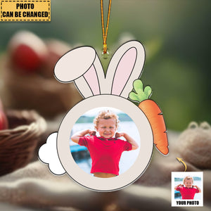 Custom Funny Rabbit Face For Kid Family Easter - Personalized Photo Easter Ornament