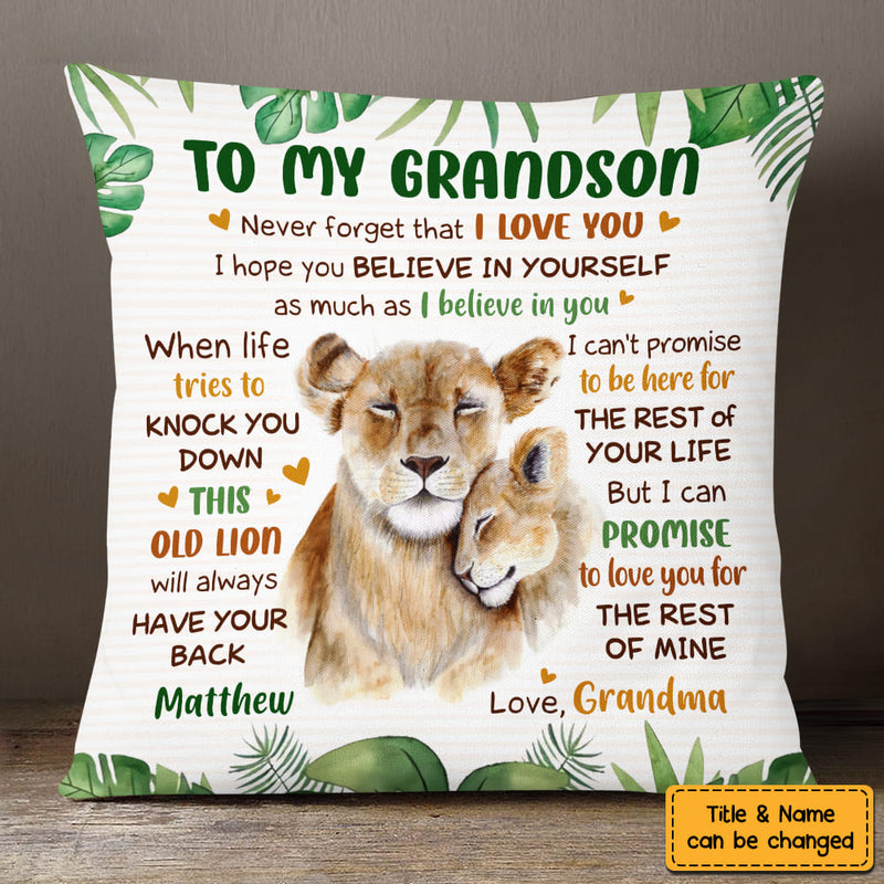 Birthday Gift For Grandson Lion To My Grandson Pillow