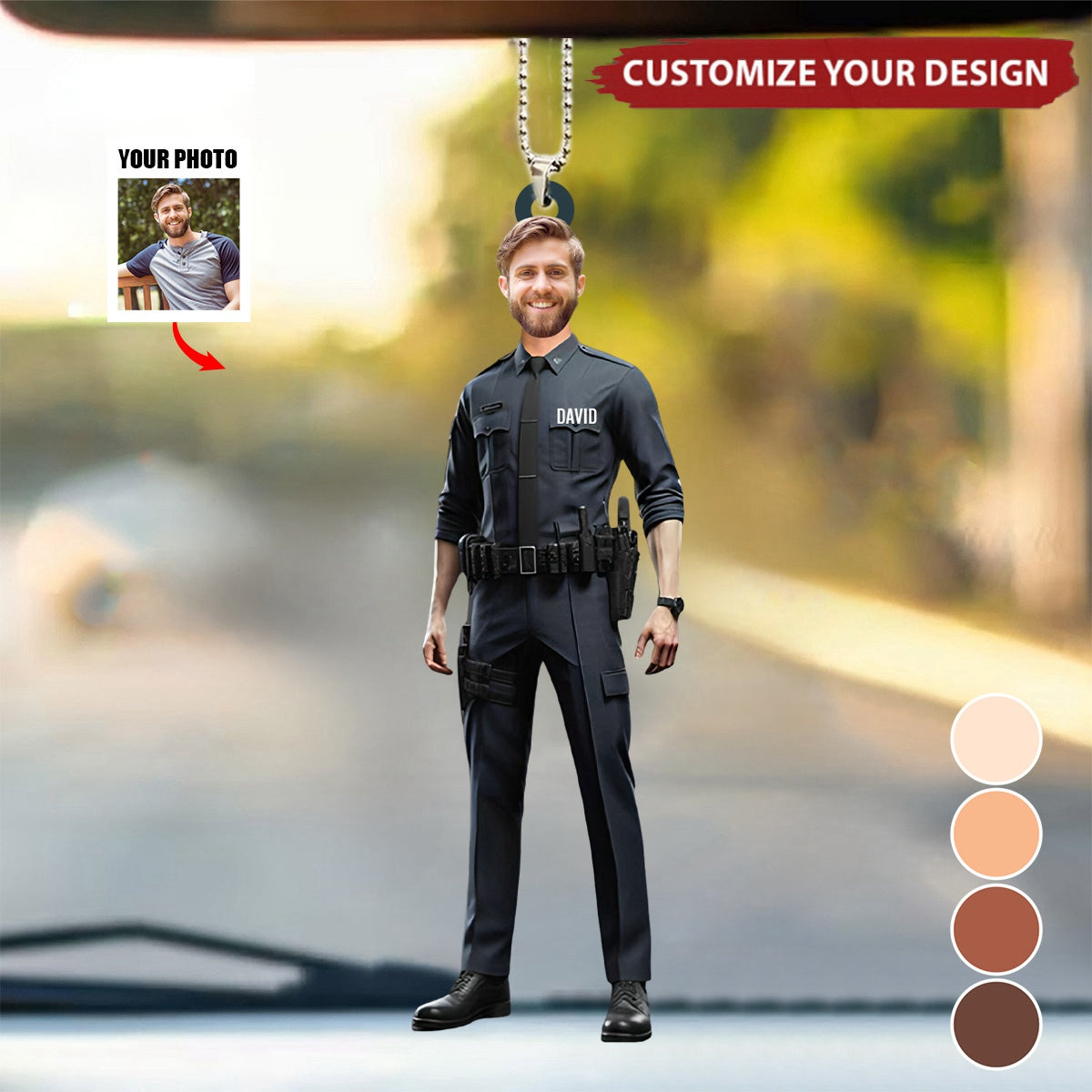 Customize Police Photo Car Ornament - Police Ornament, Gift For Police