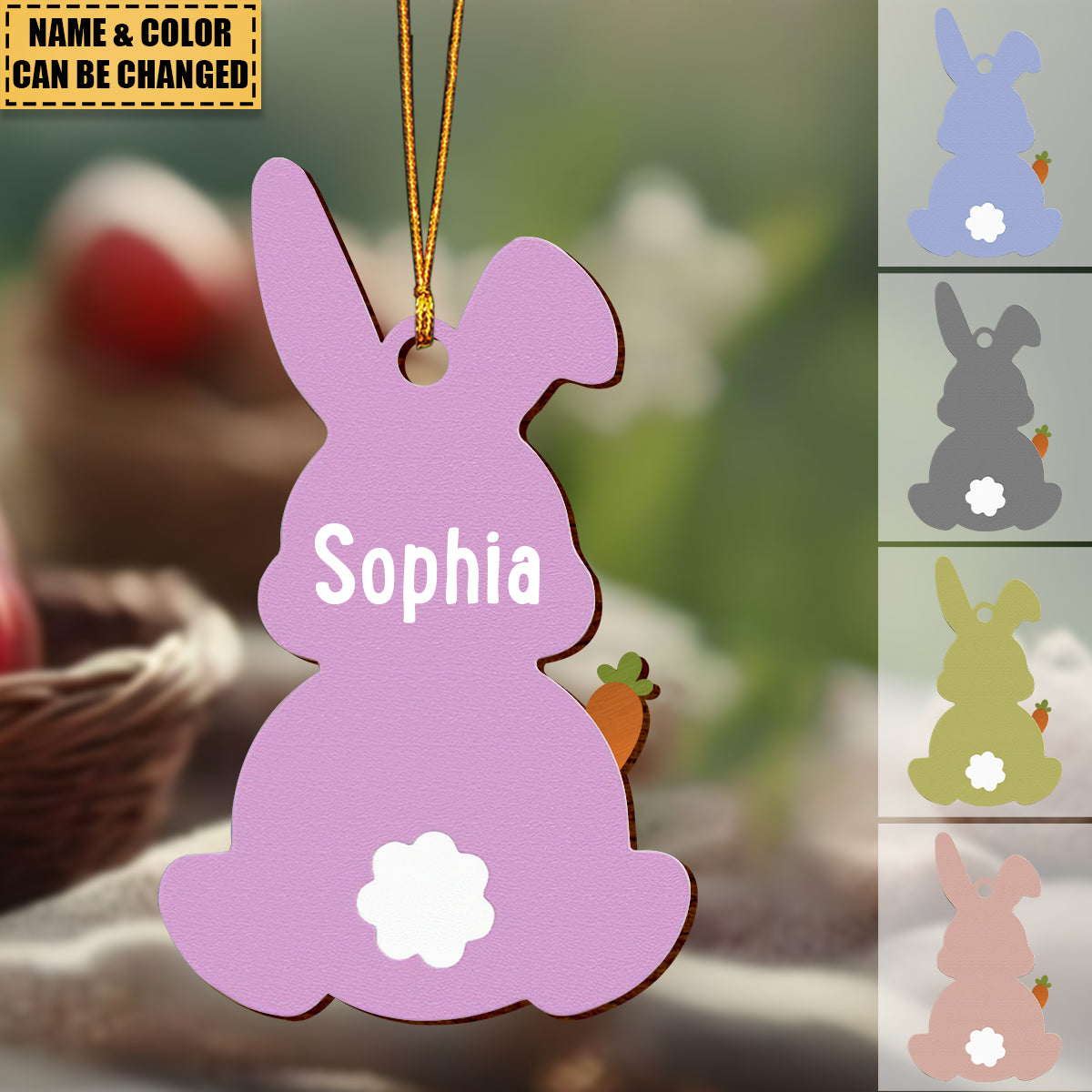 Cute Rabbit Easter Custom Name Gift For Kid Baby - Personalized Easter Basket Tags Ornament