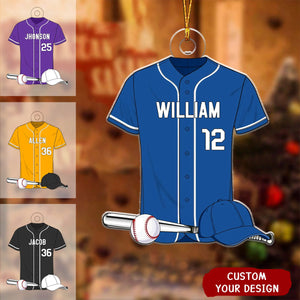 Baseball Shirt Personalized Acrylic Christmas Ornament, Gift For Son, Husband