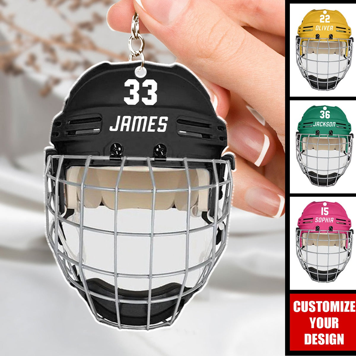 Ice Hockey Helmet - Personalized Acrylic Keychain, Gift For Ice Hockey Lovers