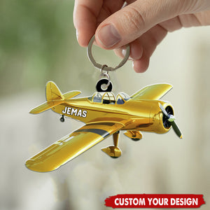 Personalized Airplane Shaped Keychain, Gift For Airplane Lover