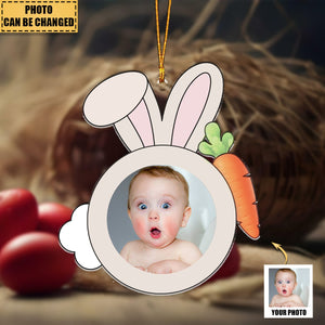 Custom Funny Rabbit Face For Kid Family Easter - Personalized Photo Easter Ornament