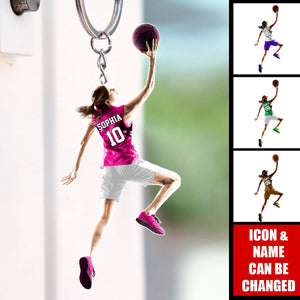 Personalized Basketball Girl Shaped Keychain - Gift For Basketball Lovers, Sport Lovers