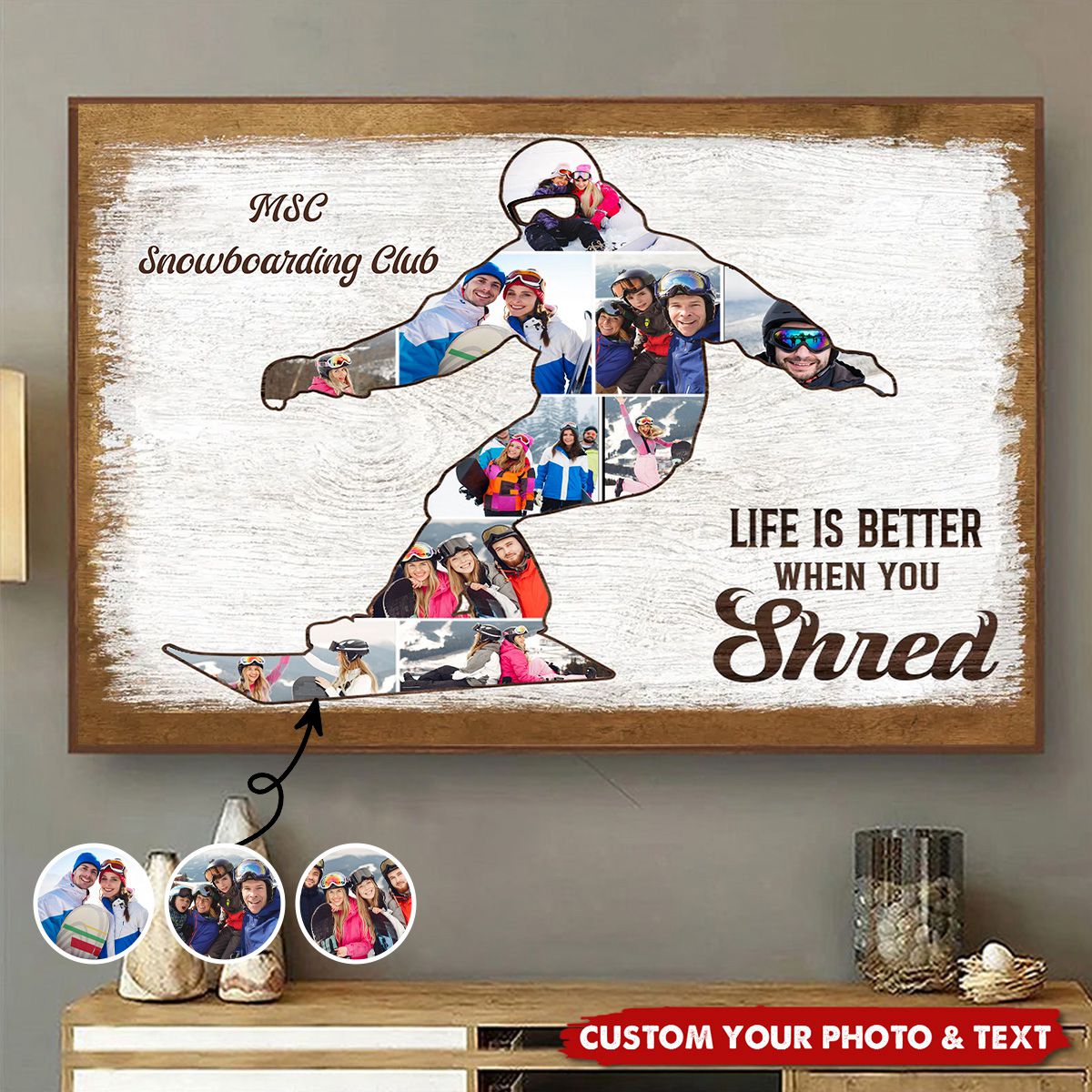 Snowboarding Custom Photo Personalized Canvas, Gift For Snowboarder