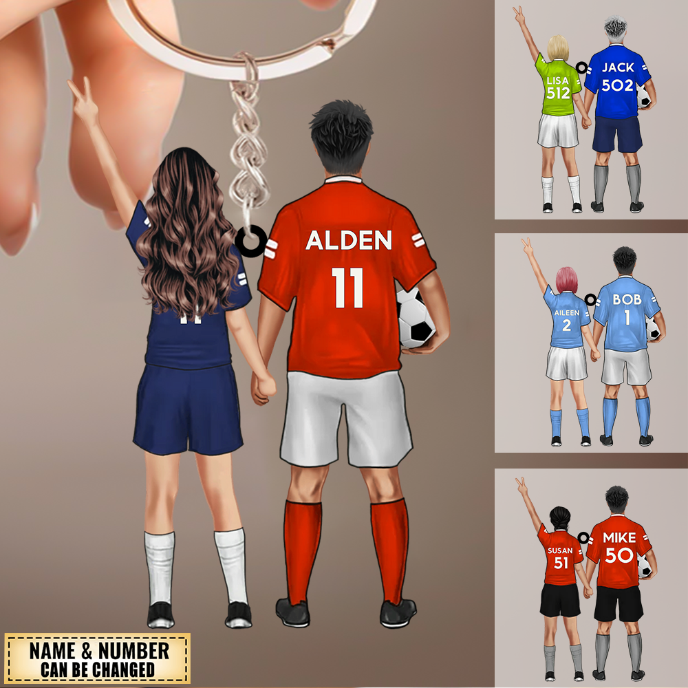 Personalized soccer Couple Keychain