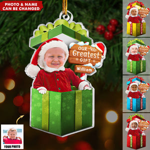 Our Greatest Gift - Baby's First Christmas Personalized Acrylic Photo Ornament