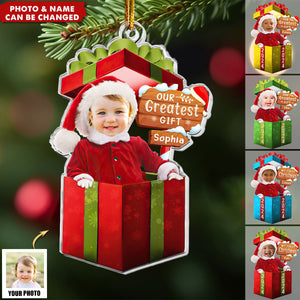 Our Greatest Gift - Baby's First Christmas Personalized Acrylic Photo Ornament